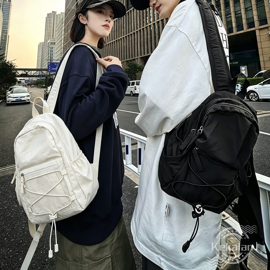 Tas Ransel Mini Couple Unisex Korea Aesthetic Tas Serut Backpack Anti Air Ringan Fashion Pria Wanita