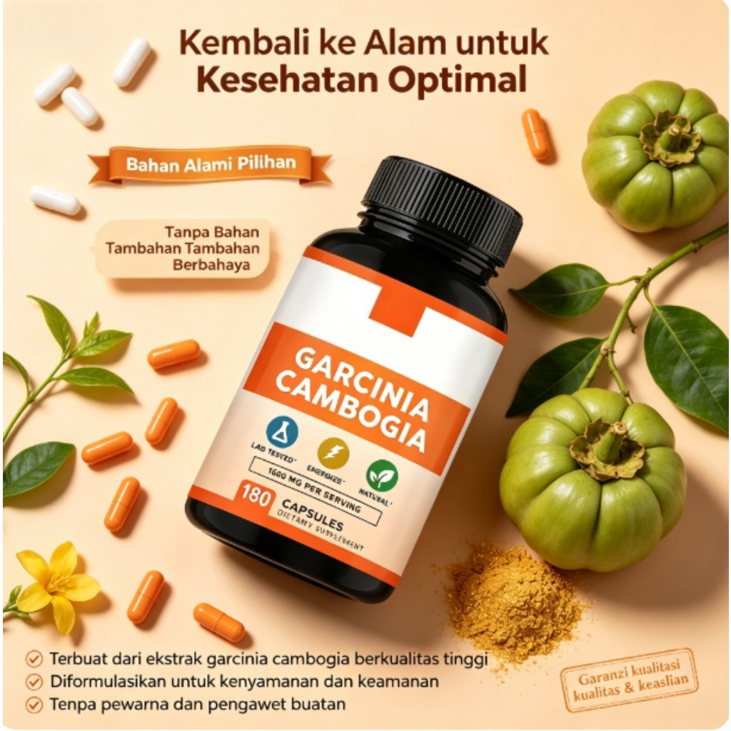 Garcinia Cambogia 1600mg Suplemen Ekstrak Garcinia Cambogia untuk Mendukung Energi, Daya Tahan dan M