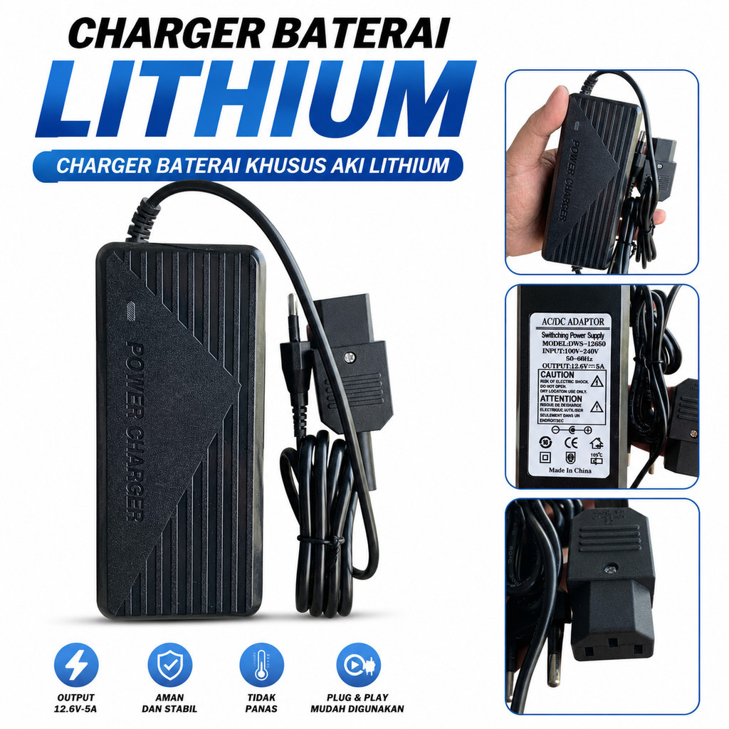 Charger baterai / aki Lithium Arus 5A - Charger sprayer khusus aki lithium