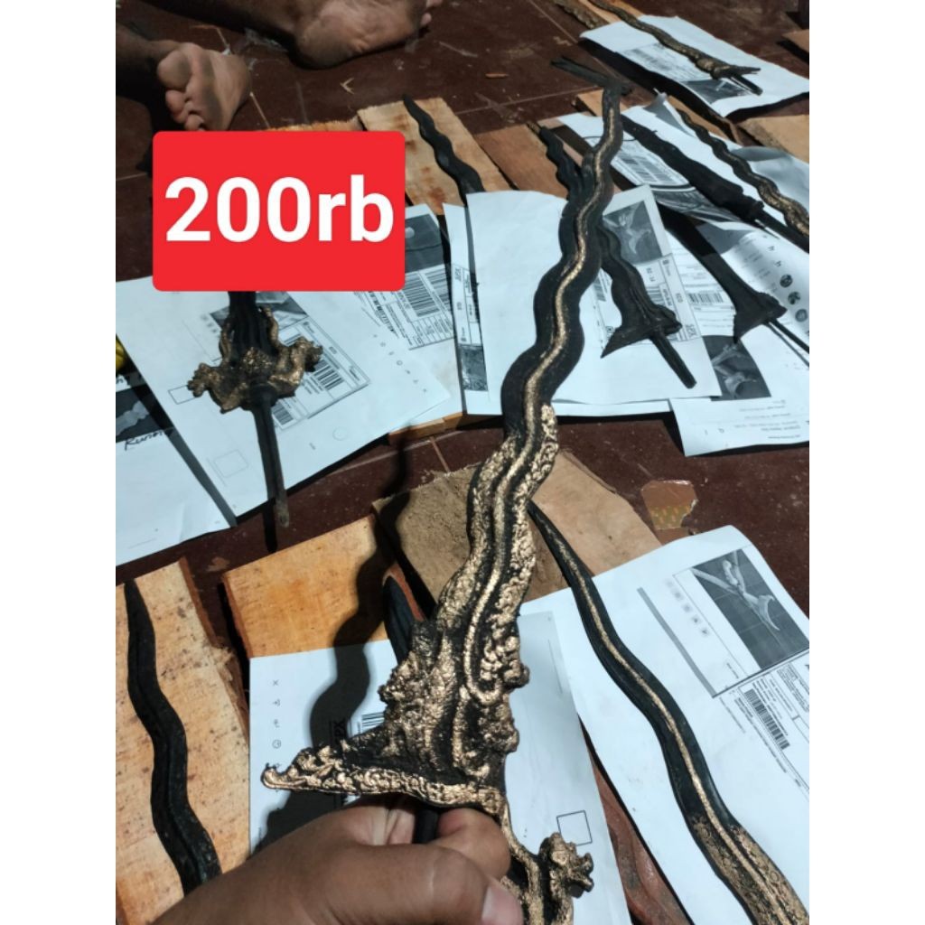 Keris Wilahan Kamardikan Luk Model Kinatah Ukir Kuningan Garis Sodo Lanang Murah