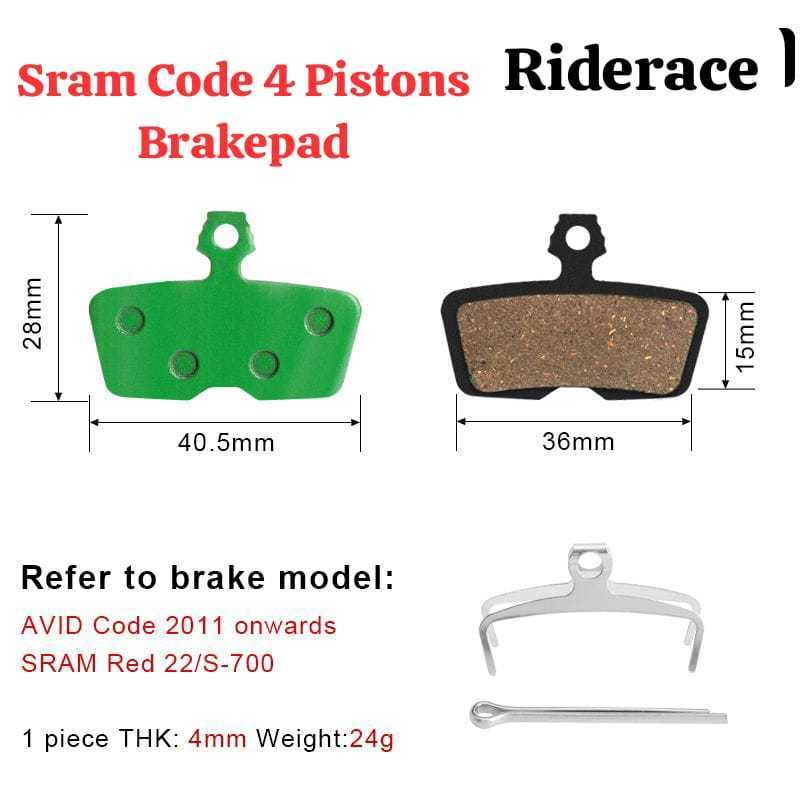 Foto Riderace Brakepad Kampas Brake Pad Sram Avid Code R RSC 4 piston Sepeda MTB DH