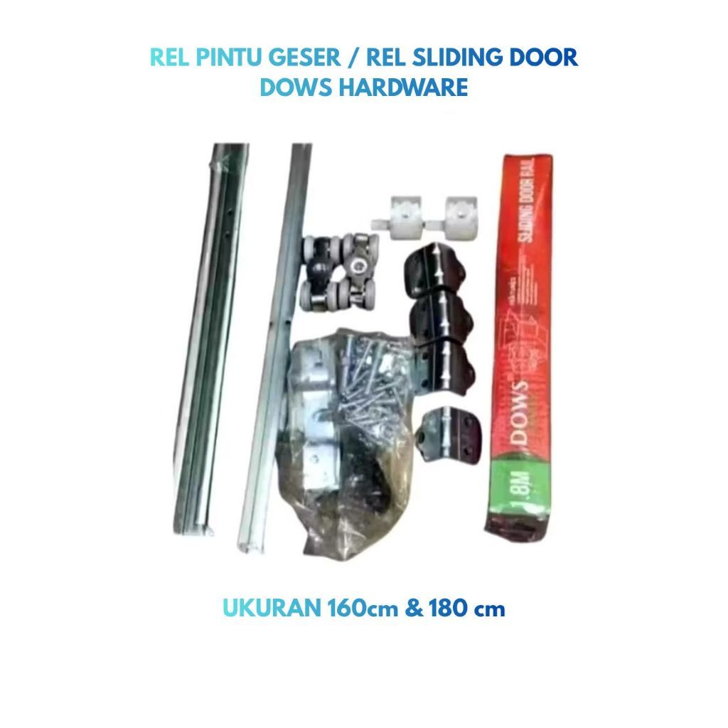 TOKO AKSA Rel Pintu Geser DOWS GREEN 160-180cm FREE HANDLE TANAM Galvanis Tahan Karat, Tahan Beban, 