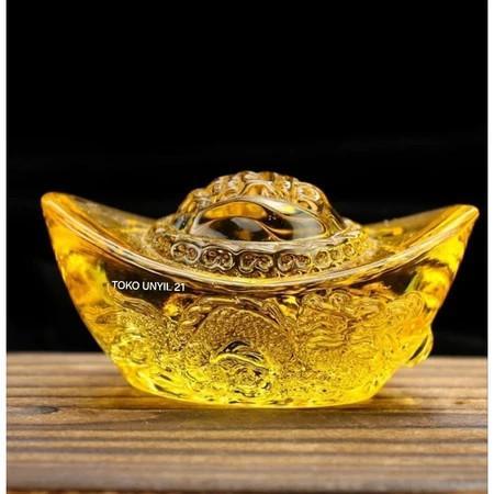 Kristal Kuning Yuan Bao/Dekorasi Yuan Bao/Ornamen Kristal Naga Rezeki Ornamen Feng Shui