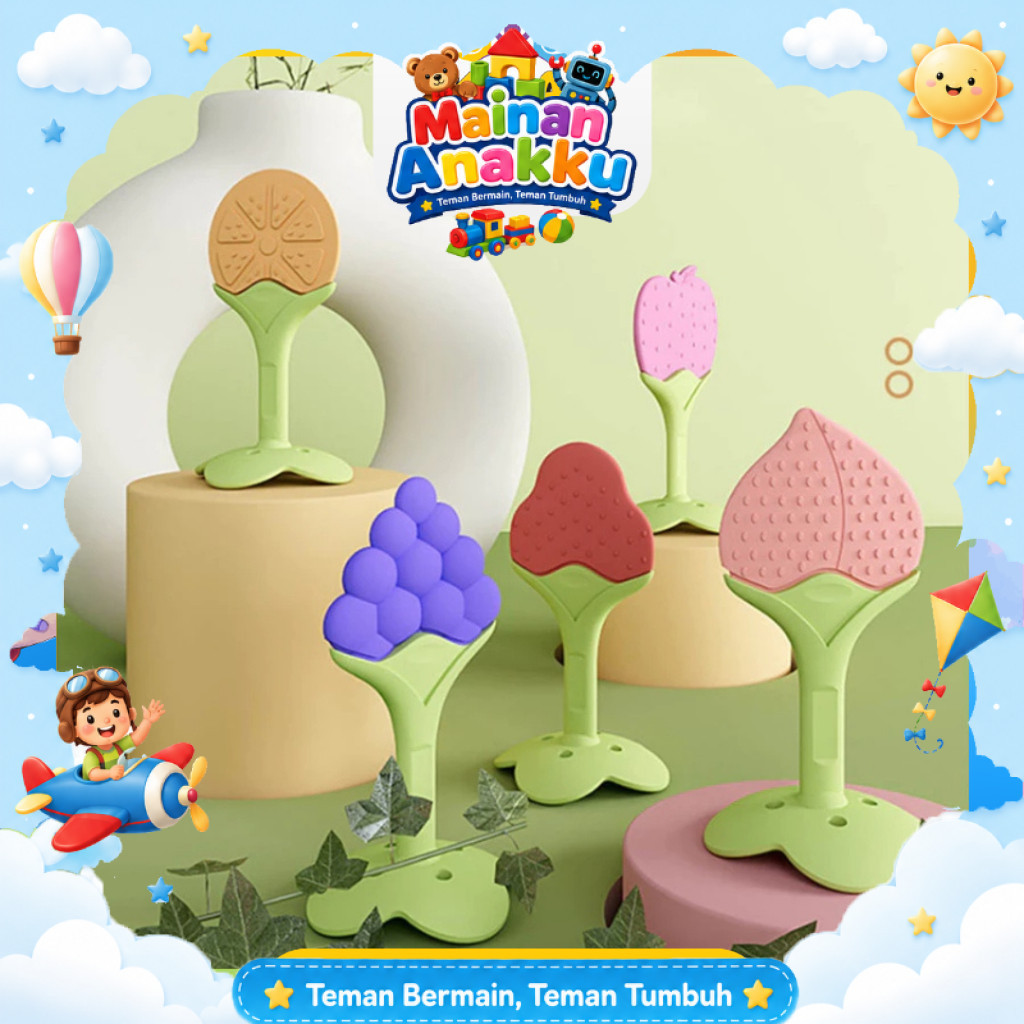 [MAINANANAKKU] [WM306] Baby teether buah Empeng bayi gigitan tooth pacifier mainan rattle genggam fr