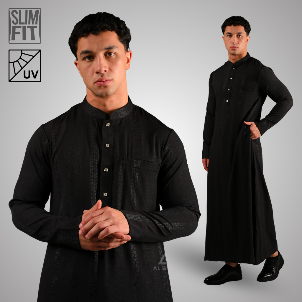 Al Bukhori - SONGKET ANTI UV Jubah Gamis Thobe Slimfit Pria Dewasa Lengan Panjang - Jubah Haidar