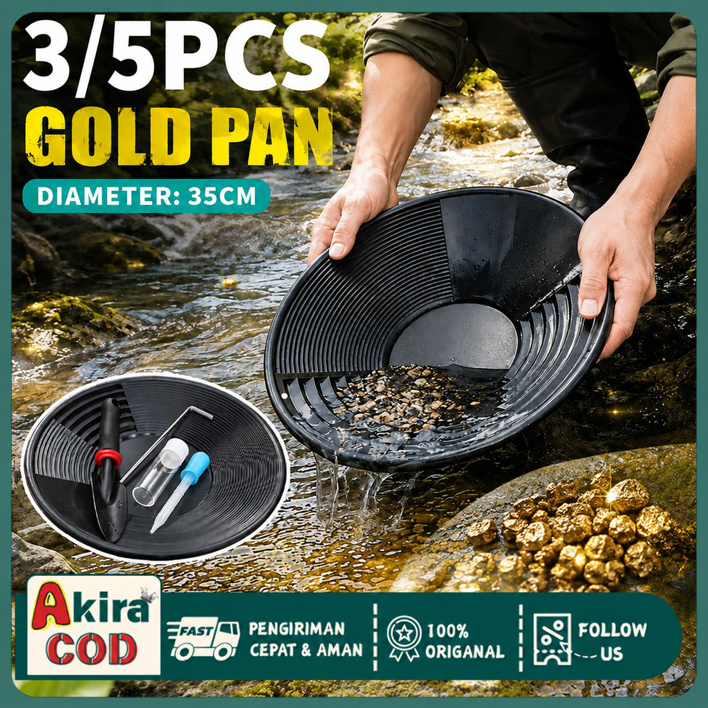 5PCS/SET Alat Dulang Emas Gold Panning Pan Alat Gold Mining Alat Dulang Saringan Emas Set Mining Pan