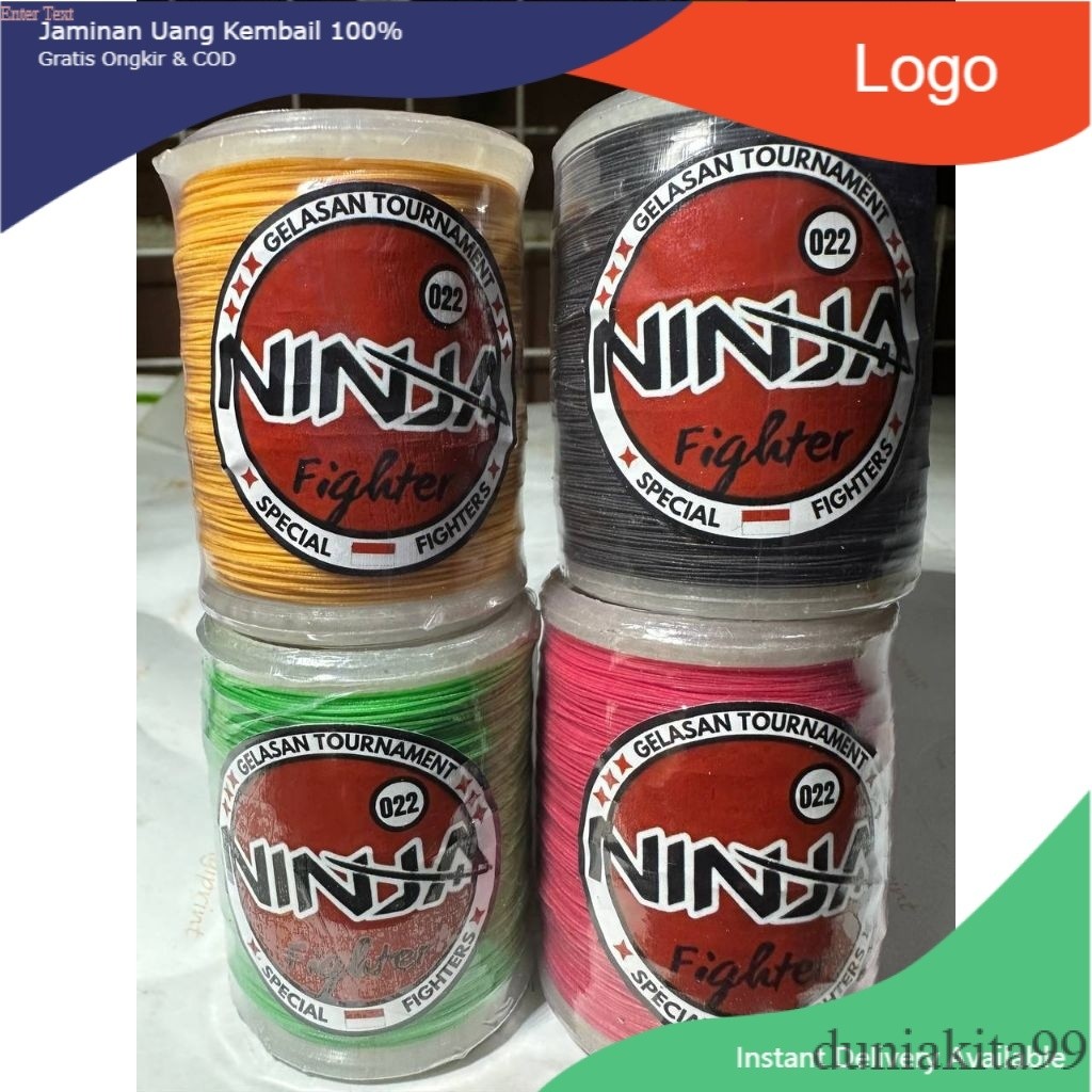 Gelasan Senar Layangan Cap Ninja Klos Bening Panjang 500 Yard untuk Benang Layang-Layang senar