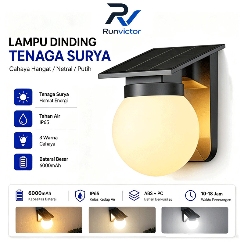 Runvictor Lampu Dinding Tenaga Surya Lampu Taman Tenaga Surya Lampu Dinding Outdoor Lampu Hias Senso