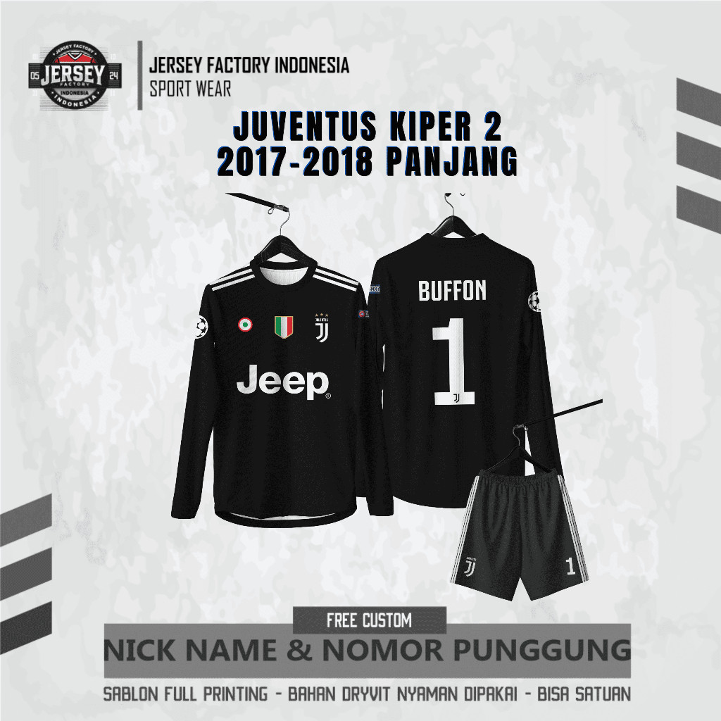 JERSEY TERBARU JUVENTUS KIPER 2 2017-2018 PANJANG FREE CUSTOM UNTUK DEWASA DAN ANAK ANAK