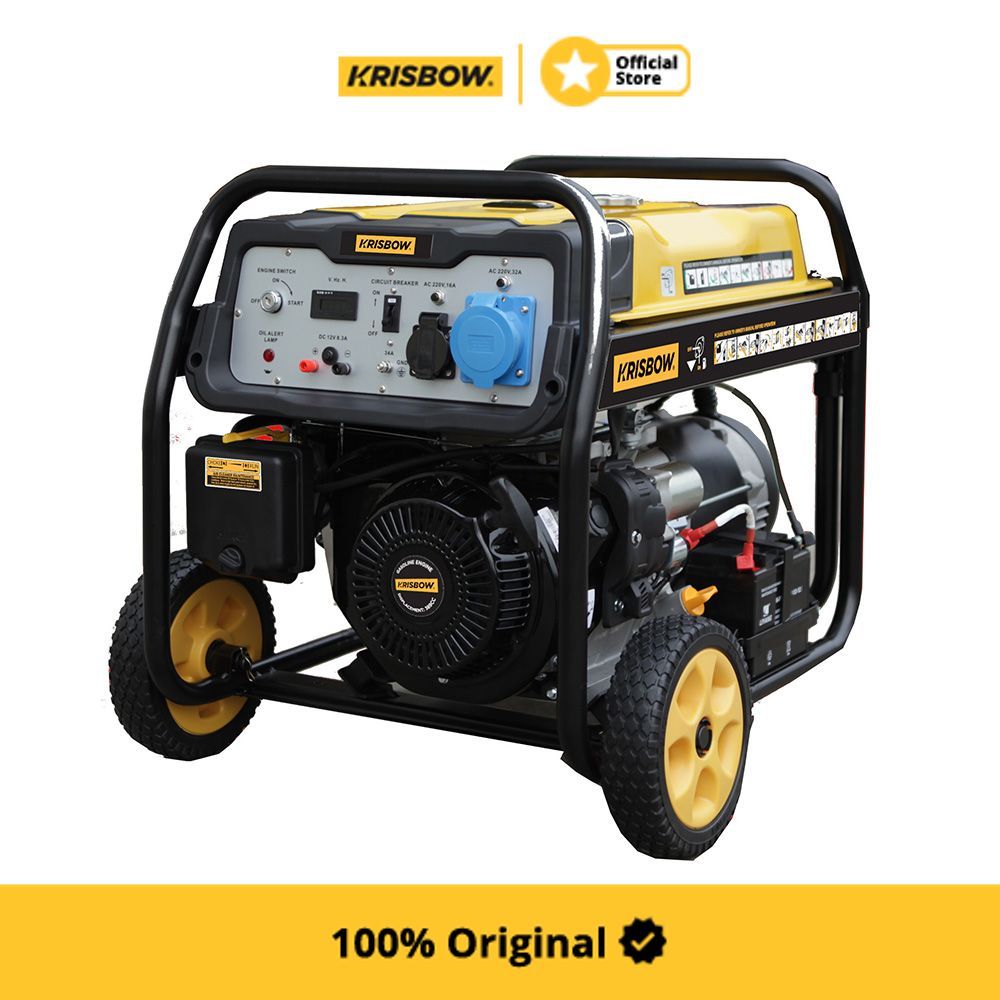 Krisbow Genset Bensin 5500 W Krp55 Generator Listrik Portable Power Supply Proyek Rumah