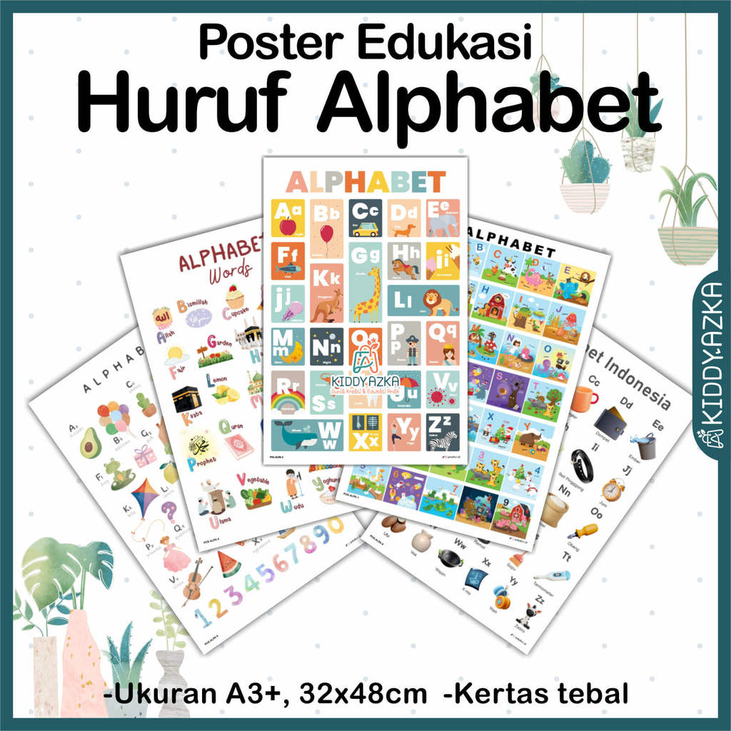 Poster Edukasi ALPHABET - Poster Alphabet anak - Kiddy Azka