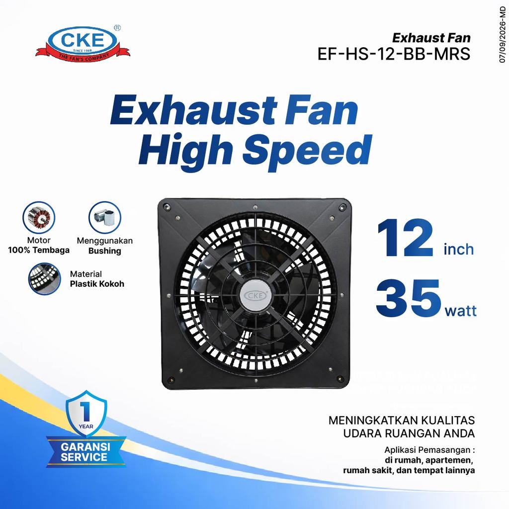 CKE Exhaust Fan High Speed 12 Inch 220V – Kipas Exhaust Dinding Plastik PP Antikorosi