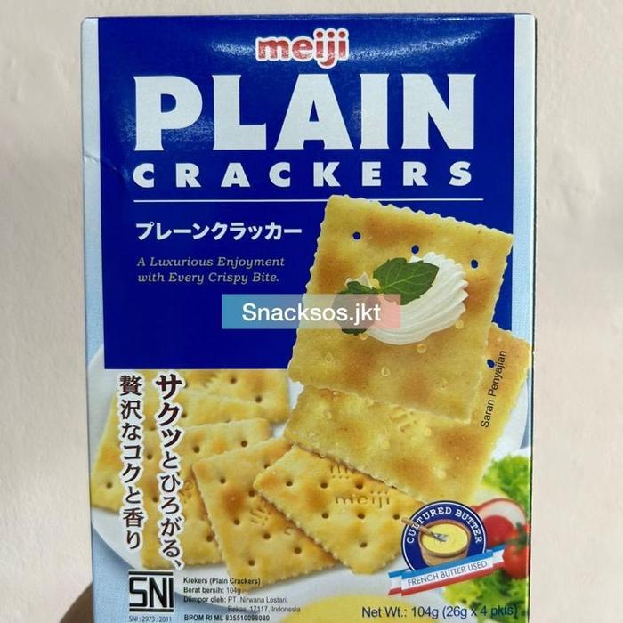 MEIJI PLAIN CRACKERS WITH OAT / PLAIN / SESAME CRACKER ORIGINAL JEPANG - MEIJI PLAIN ORI