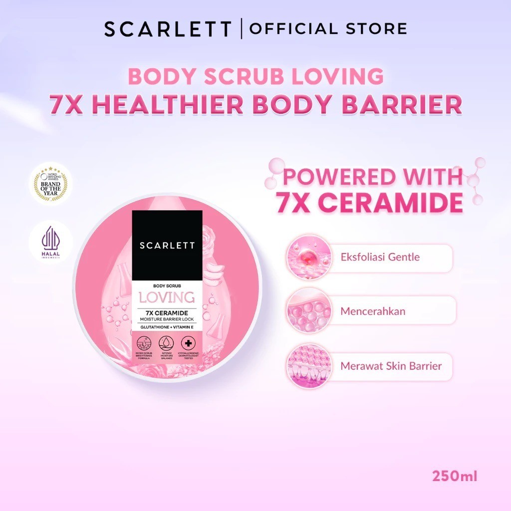 (ORIGINAL) Scarlett Whitening Loving Body Scrub 250ml– Lulur Scrub Pemutih Badan, Mencerahkan & Mele