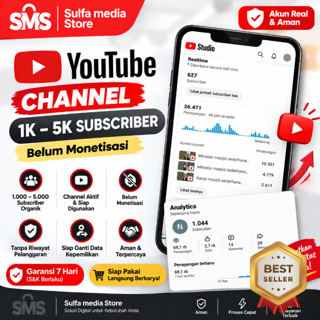 Channel YouTube 100 – 1000 Subscriber | Channel Siap Digunakan