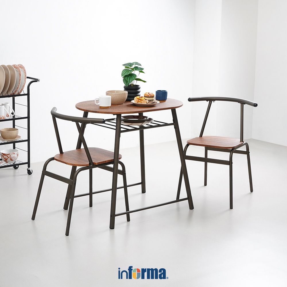 Informa Heidy Set Meja Makan 2 Kursi - Cokelat Dining Table Meja Makan Minimalis Ruang Makan Dinner 