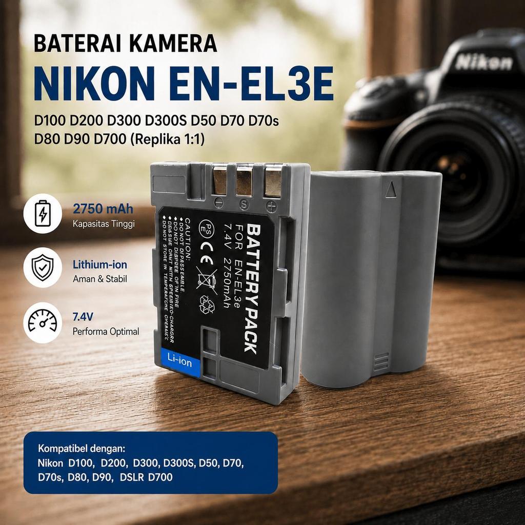 COD Baterai EN-EL3E Untuk Kamera DSLR Nikon D100 D200 D300 D300S D50 D70 D70s D80 D90 D700 Lithium L