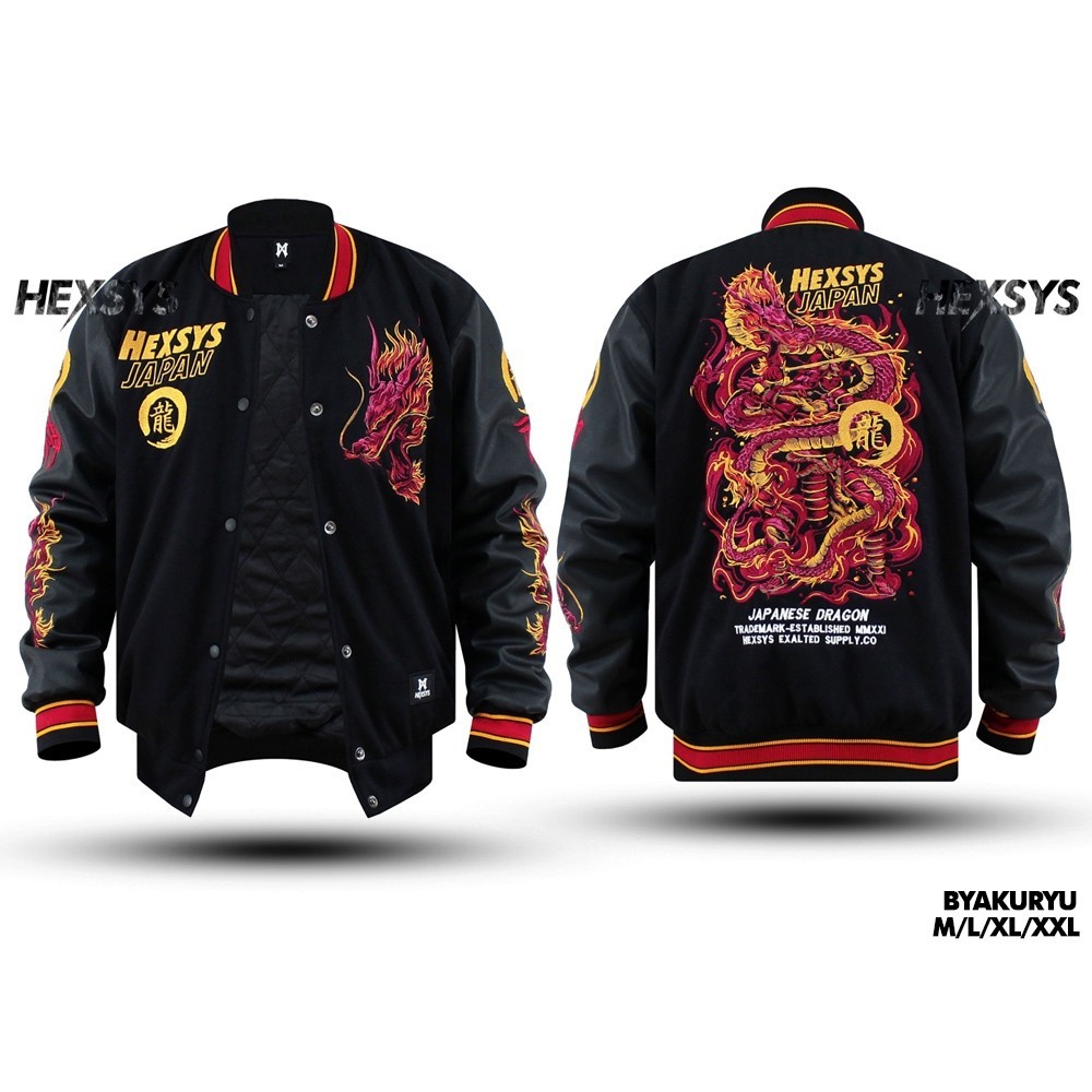 Bossque-Byakuryu Jaket Varsity Bordir Breakside Basebal Kremlin Racing Varsity Pria Memphis