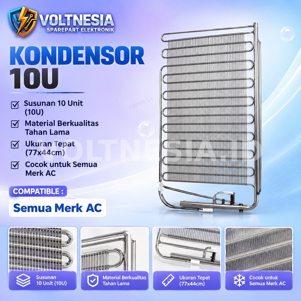 Kondensor Kulkas Showcase U10 Sparepart Pendingin Freezer Universal untuk Sharp Polytron LG