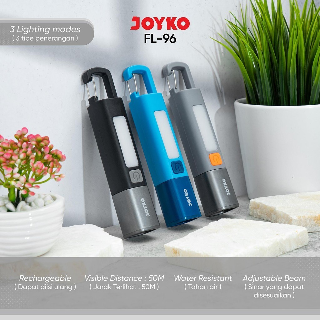 JOYKO Rechargeable Senter LED Flashlight Senter LED Isi Ulang FL-96 JOYKO