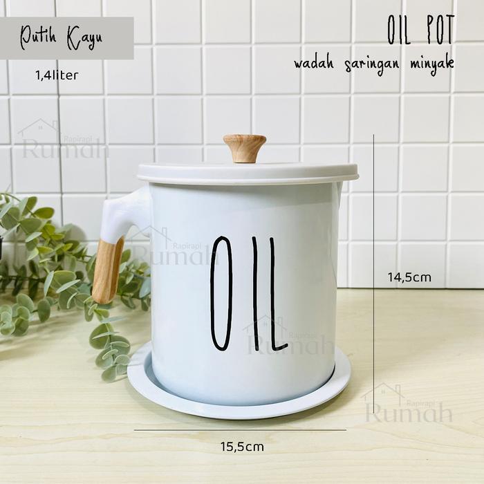 PROMOOIL Pot Wadah Saringan Minyak Goreng Stainless Putih Kayu Pink Hijau kaca Slip Resistant Oil Di