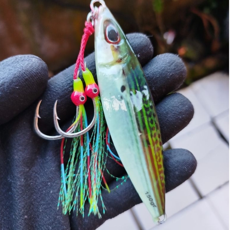 UMPAN METAL JIG KOIKA FULL GID  KEMBUNG HIJAU 40, 60, 80, 100, 150, 200 GRAM PLUS ASSIST HOOK