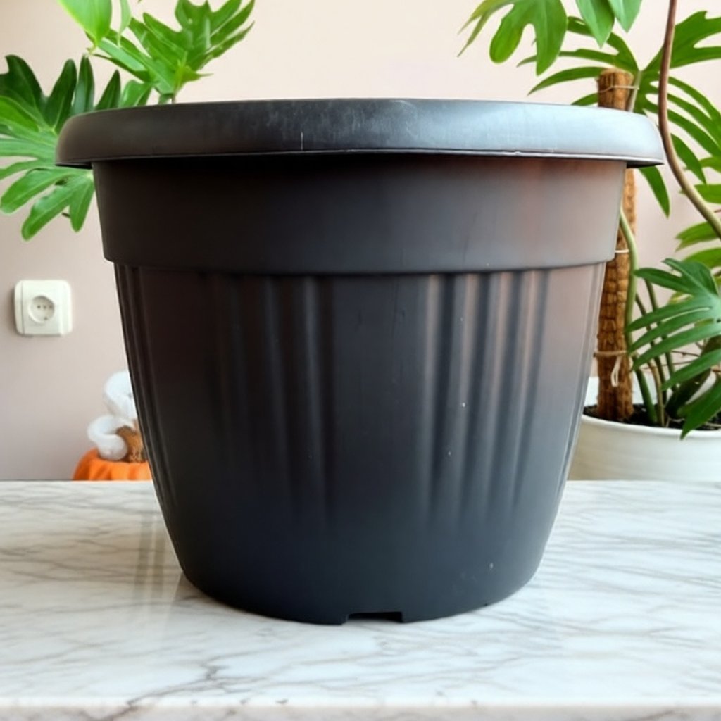 Pot Bunga Tanaman Plastik Grace 35 Hitam Kuping Bahan Tebal - GRACE 35 HITAM KUPING