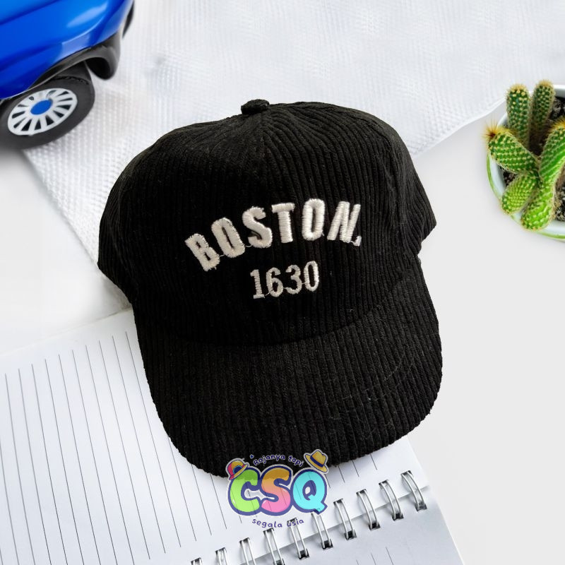 Topi Baseball Corduroy Anak Usia 1-5 Tahun Boston Bordir / Topi Baseball Anak Laki-Laki