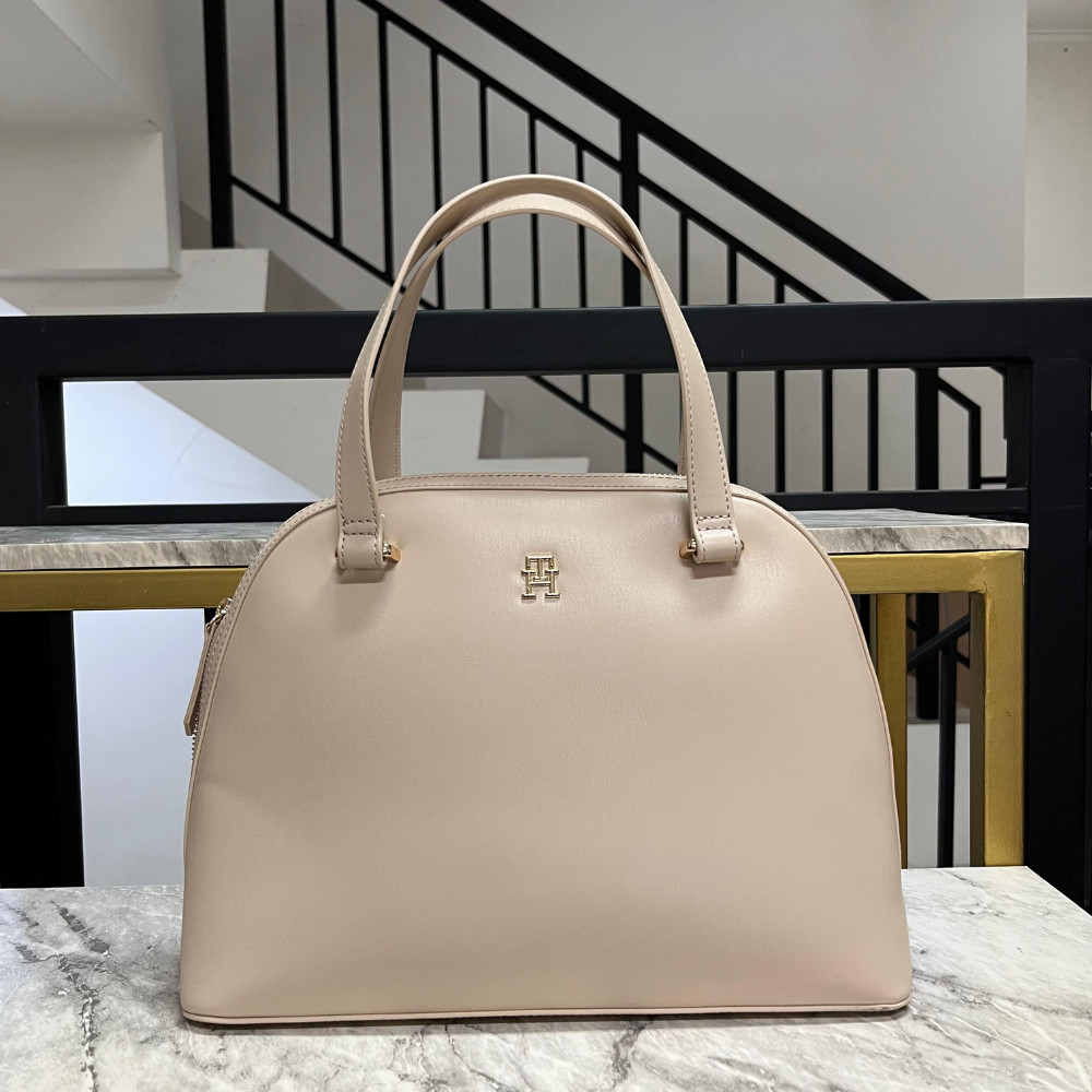 Tommy Hilfiger Dome Satchel Bag Beige
