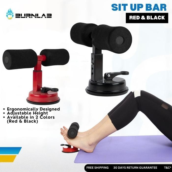 BURNLAB Sit Up Bar | Alat Bantu SitUp Home Fitness Olahraga Otot Perut Pria Perut Pria - Merah