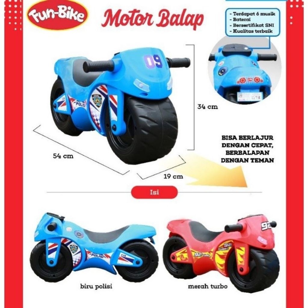 Fun bike Motor Balap/Mainan Motor Balap 98034