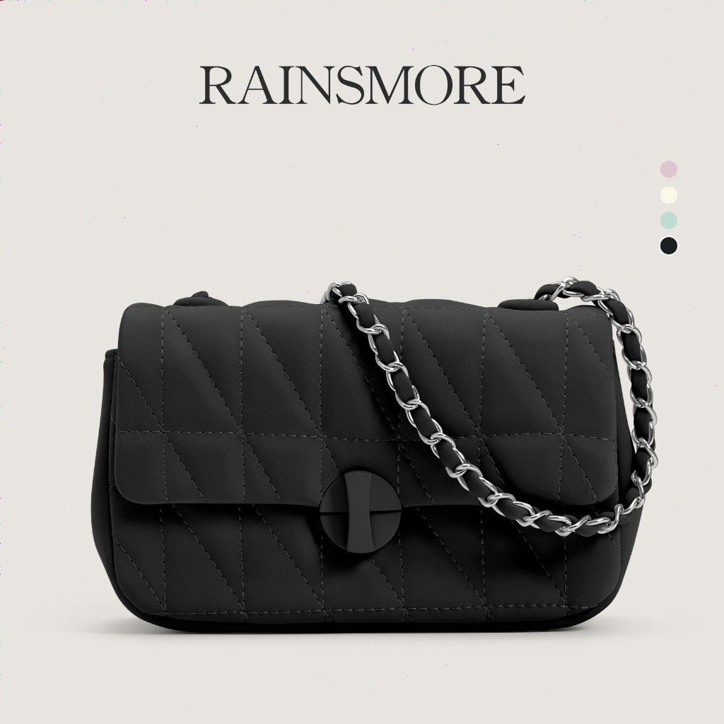 RASTSHOP RAINSMORE Tas Wanita Mewah 2025 – Kotak Kecil Gaya Chanel dengan Tali Rantai, Model Baru Bi