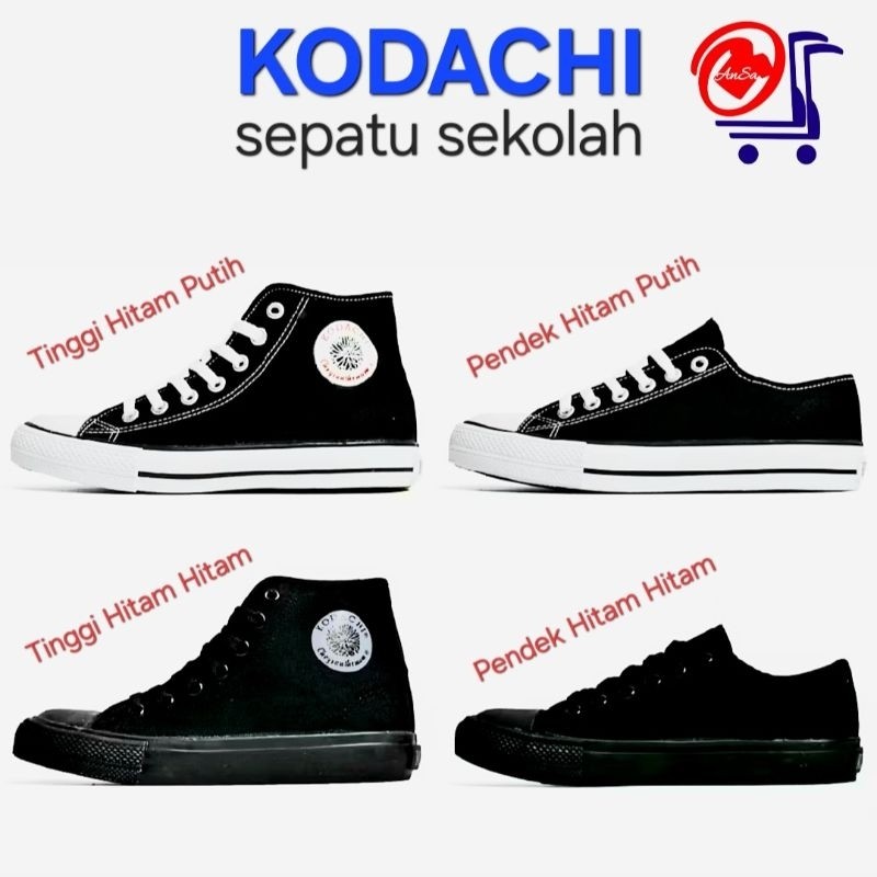 RAMADAN.ID [TOKO ANDA] Sepatu Kodachi Tinggi/Pendek ,Hitam-Putih/Hitam-Hitam-,Sepatu Sekolah/Casual