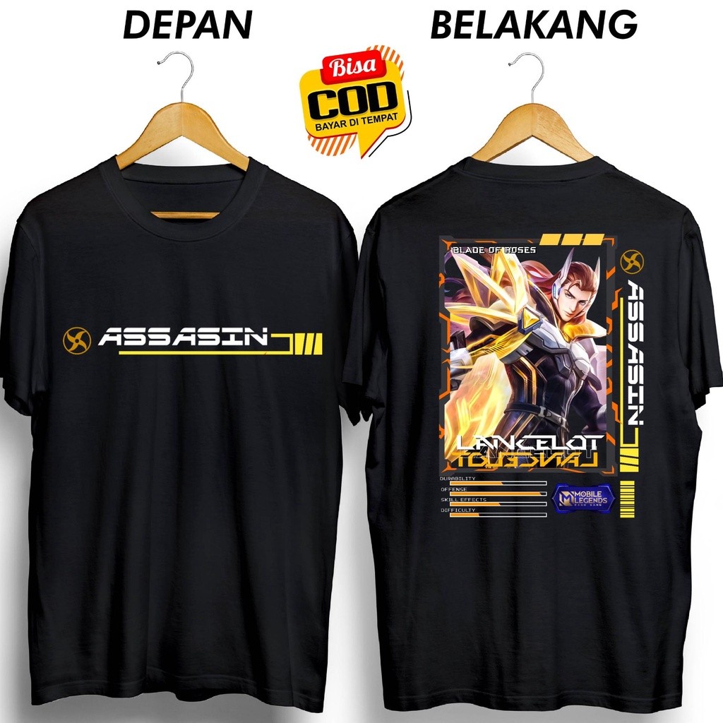 KAOS HERO ML LANCELOT ASSASIN KUNING BAJU DISTRO KEREN GL