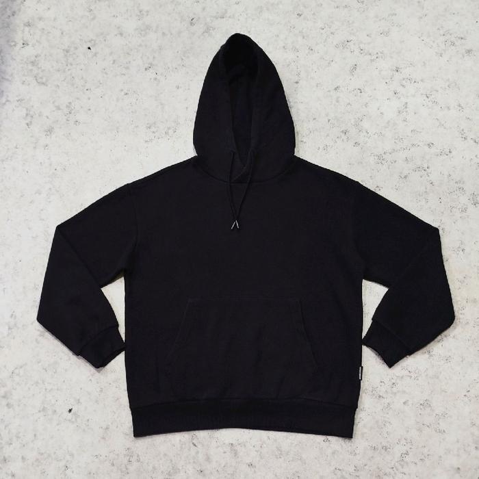 pullover hoodie hitam polos FRANK STONE bahan polar lembut murah bagus