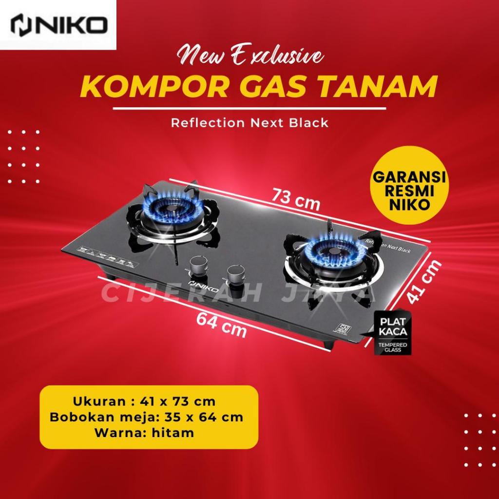 KOMPOR GAS TANAM NIKO REFLECTION BLACK 2.0 / KOMPOR TANAM NIKO GAS 2 TUNGKU KACA - GARANSI RESMI NIK