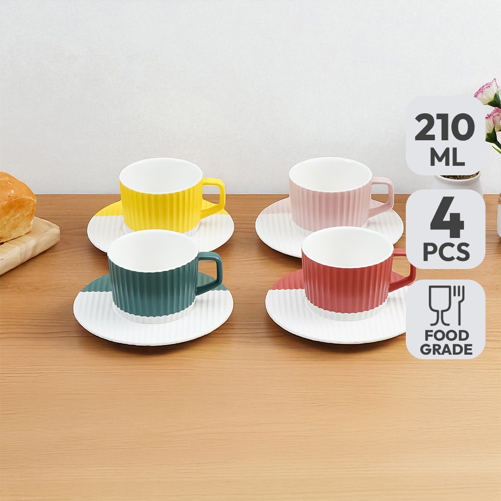 Informa Appetite Shelby Cangkir Dengan Saucer Porcelain 210 ml Set 4 pcs - Mix Tea Cup Coffee Cup Se