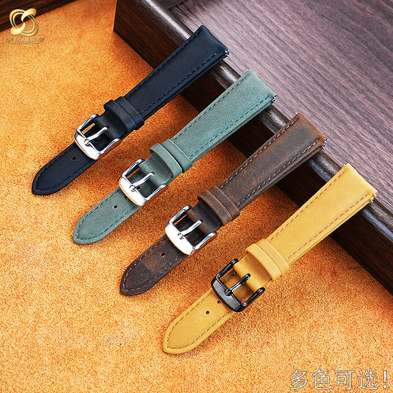 19mm Retro frosted cowhide strap For Casio Forester series FT-500WC AW-80 Black Green Leather wat- b