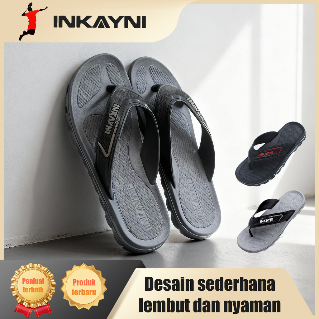 Inkayni Sandal Pria Slop Full Karet Sandal Jepit Pria Kekinian EVA  Sandal Jepit Pria Anti Slip Dan 