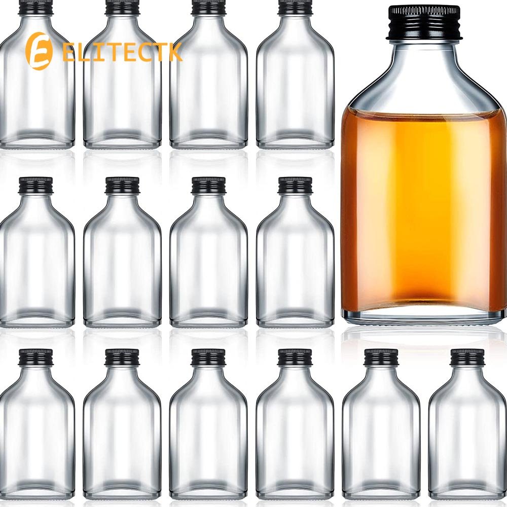 100ml Mini Liquor Bottles Reusable Glass Flask Bottles Clear Empty Alcohol Shot Bottles Gift for Bir