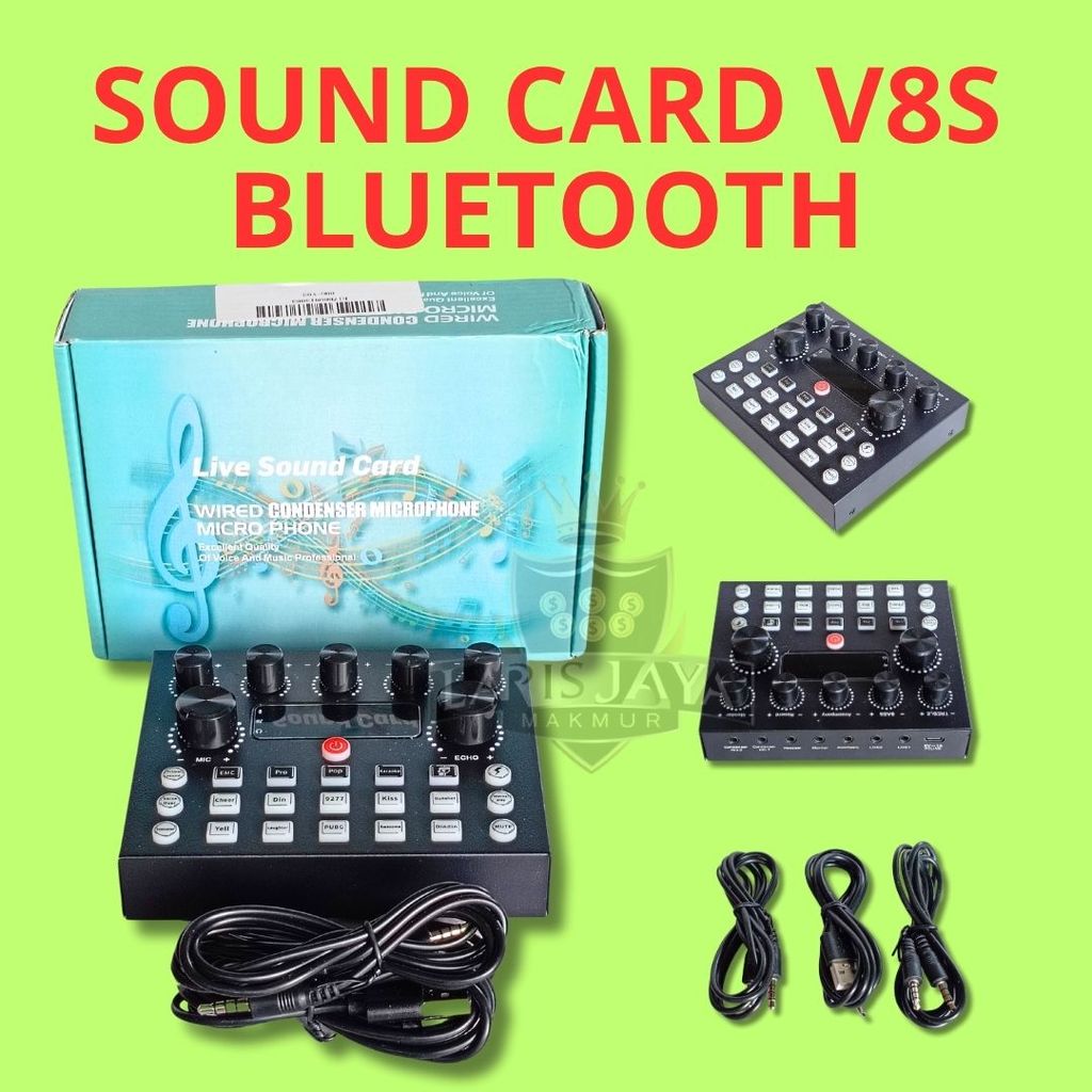Sound Card V8S Bluetooth – Mixer Mini Audio untuk Nyanyi & Siaran Langsung