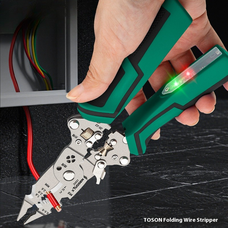 Tuosen Multifunctional Electricia Foldable Crimping Wire Stripper Cutting Pliers Decrustation Electr