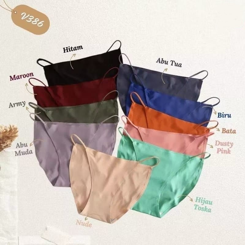 LU CD Wanita Seamless Lycra Tebal - Model Bikini Panties Tali Spaghetti PREMIUM
