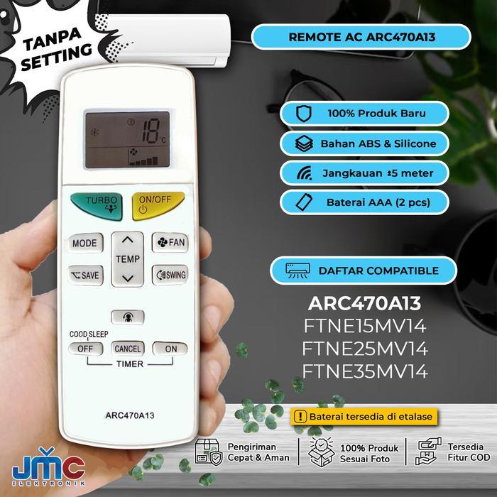 PROMO  Remote Remot AC Daikin ARC470A13 FTNE15MV14 FTNE25MV14 FTNE35MV14