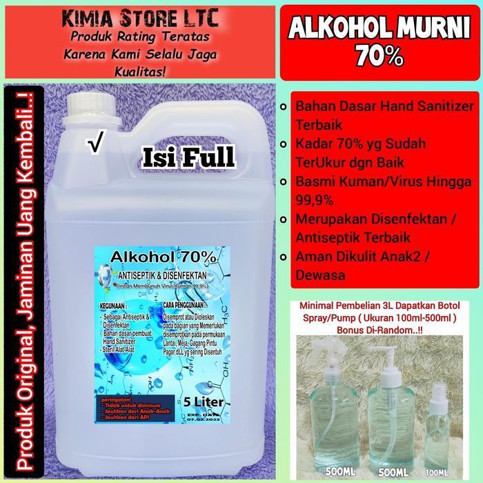 Alkohol 70% 5 Liter, 96% 5 Liter Murni Antiseptik & Disenfektan - Alkohol 70 TERLARIS