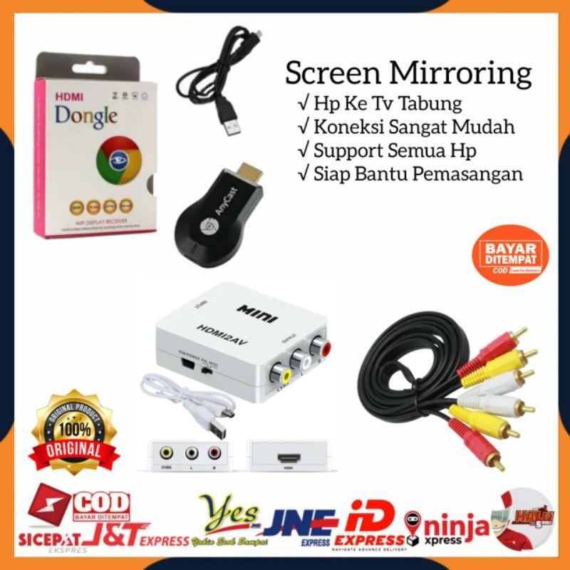 [COD] PAKET LENGKAP ANYCAST MIRRORING DARI HP KE TV TABUNG / ANYCASH DONGEL MIRACAST WIFI / PENGHUBU