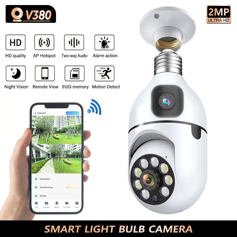 CCTV V380 Pro IP camera Kamera CCTV Lampu Wifi Indoor V380 Pro IP 360° Wide 1080P HD