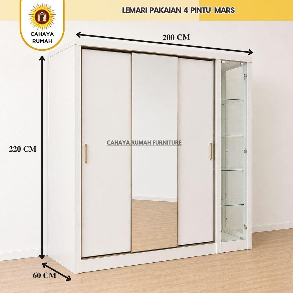 CAHAYA RUMAH - LEMARI PAKAIAN 4 PINTU MARS / KABINET / HPL / MINIMALIS / CUSTOM