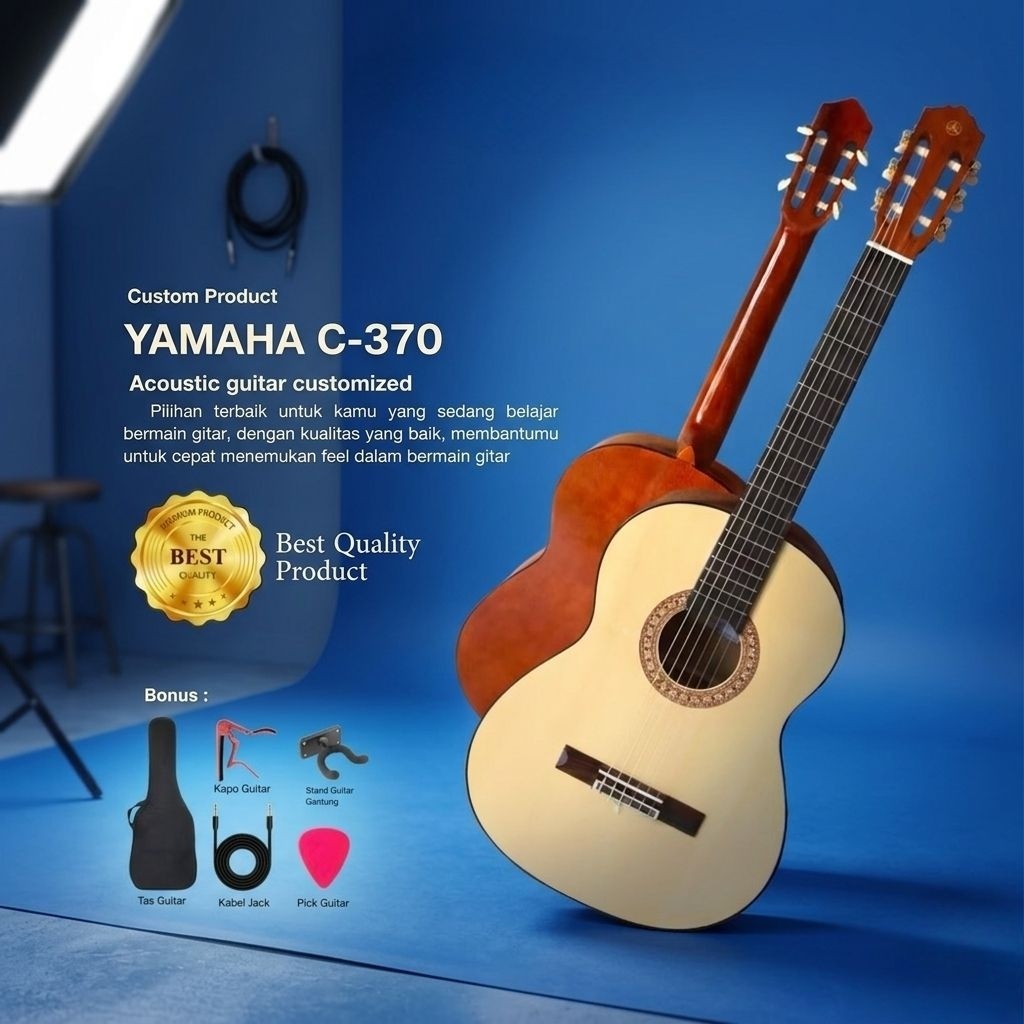 Gitar Akustik Yamaha C370 Custom Classic Nilon Nylon untuk Pemula