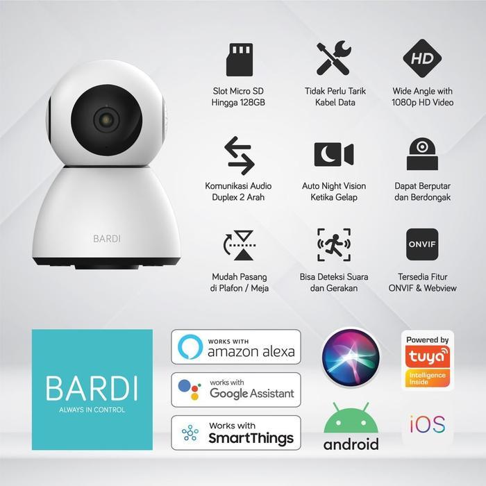 BARDI Smart Indoor PTZ IP Camera CCTV Wifi Home CCTV Bisa Putar 360"